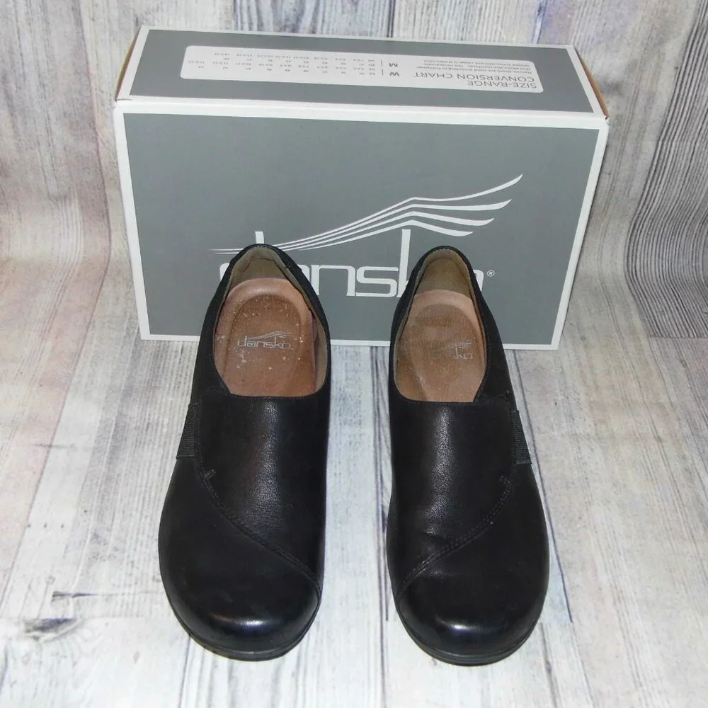 Dansko Fae black leather slip on shoes womens size 41 - Picture 3 of 7